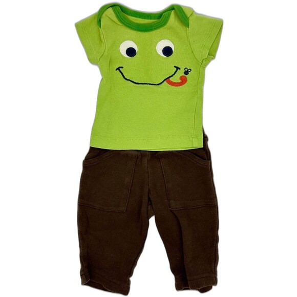 Carter’s 2-Piece Frog Set. Green Brown (945) - Picture 1 of 2